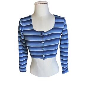 Vintage Touch Me Y2K cropped stripped cardigan button up long sleeve shirt